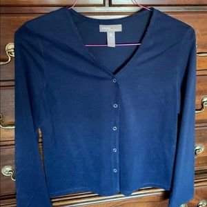 Valerie Stevens Navy Blue Button-Front Pajama Top